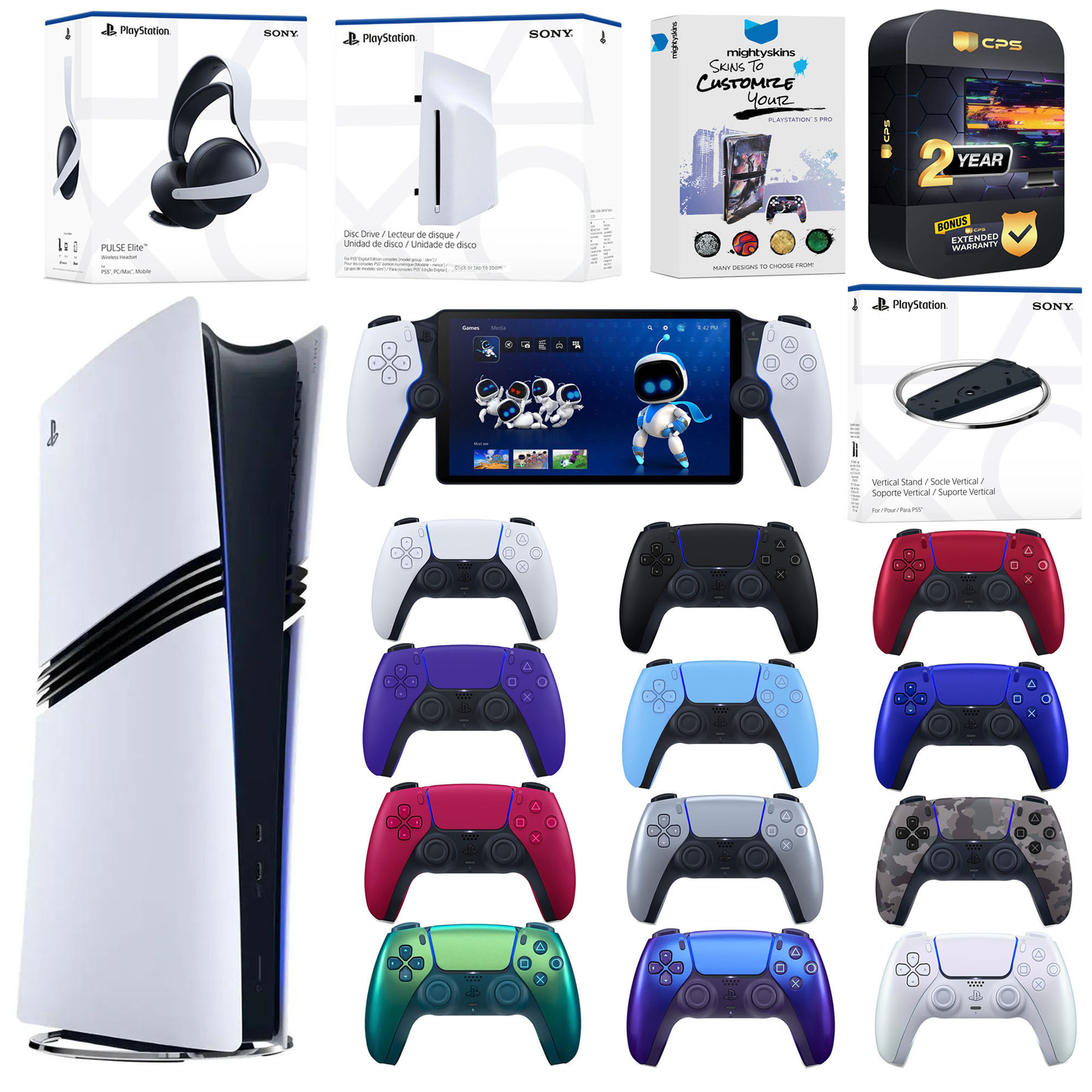 Sony PS5 Pro Digital + Disc Drive + Stand + Headset + PS Portal + Controller