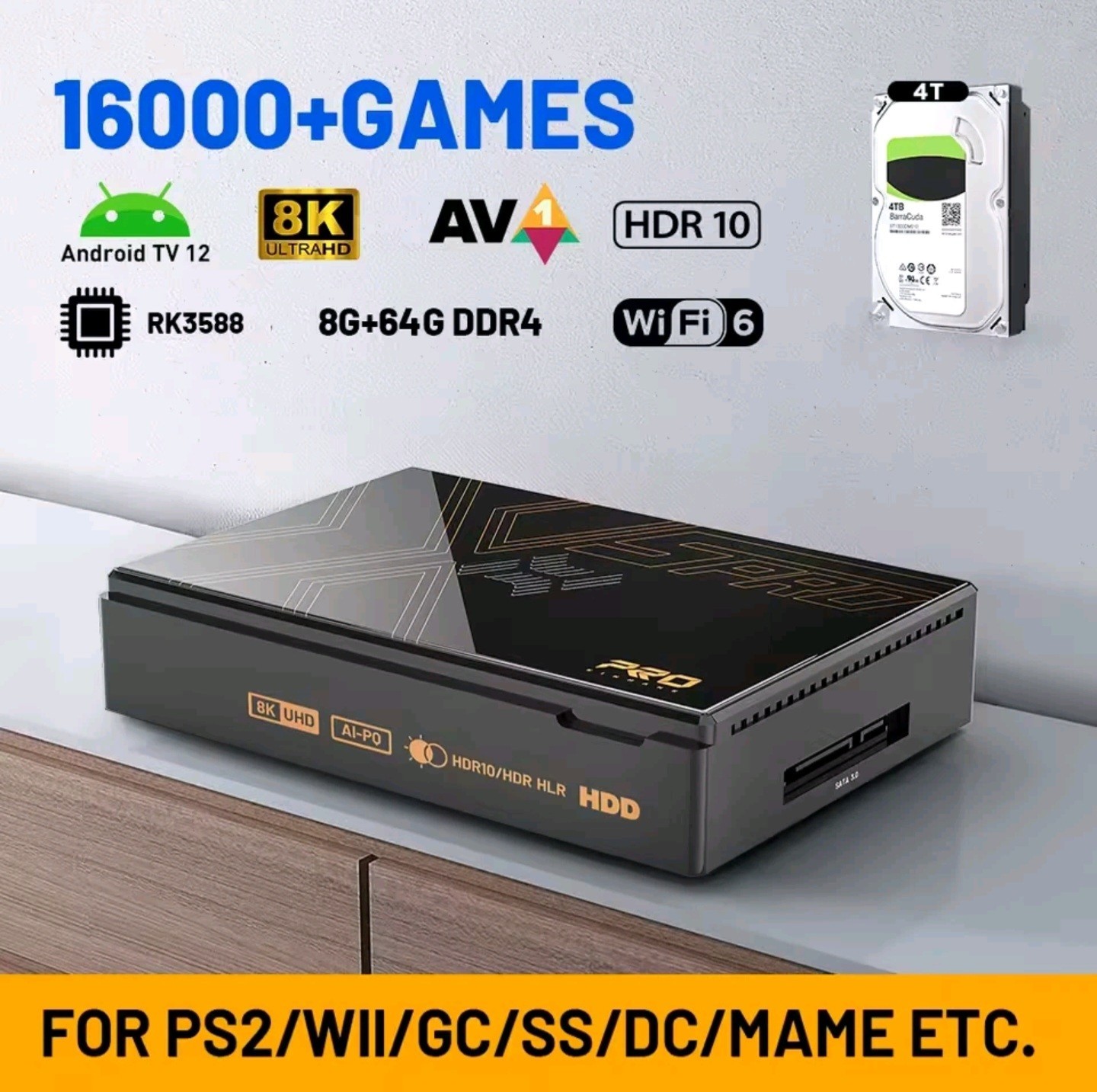 Kinhank Super Console X5 PRO Retro Video Game RK3588 8GB DDR4 4TB 16000+ Games