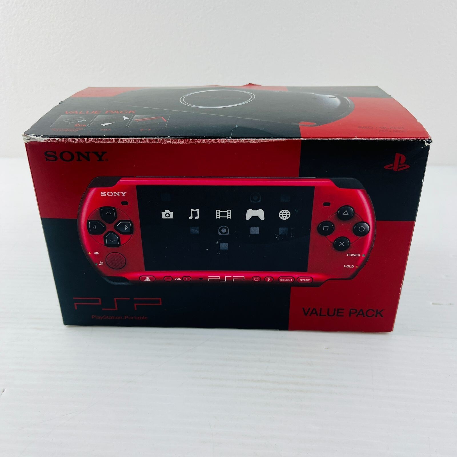 PSP 3000 Value Pack Red & Black with case box Japan Game Console Tested Working