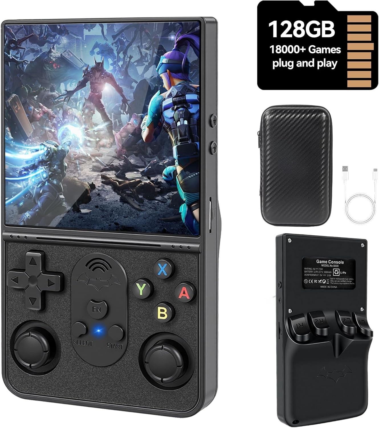 S600 Retro Handheld Game Console, 4 Inch 720p IPS Screen, 128GB with 18,000+ …