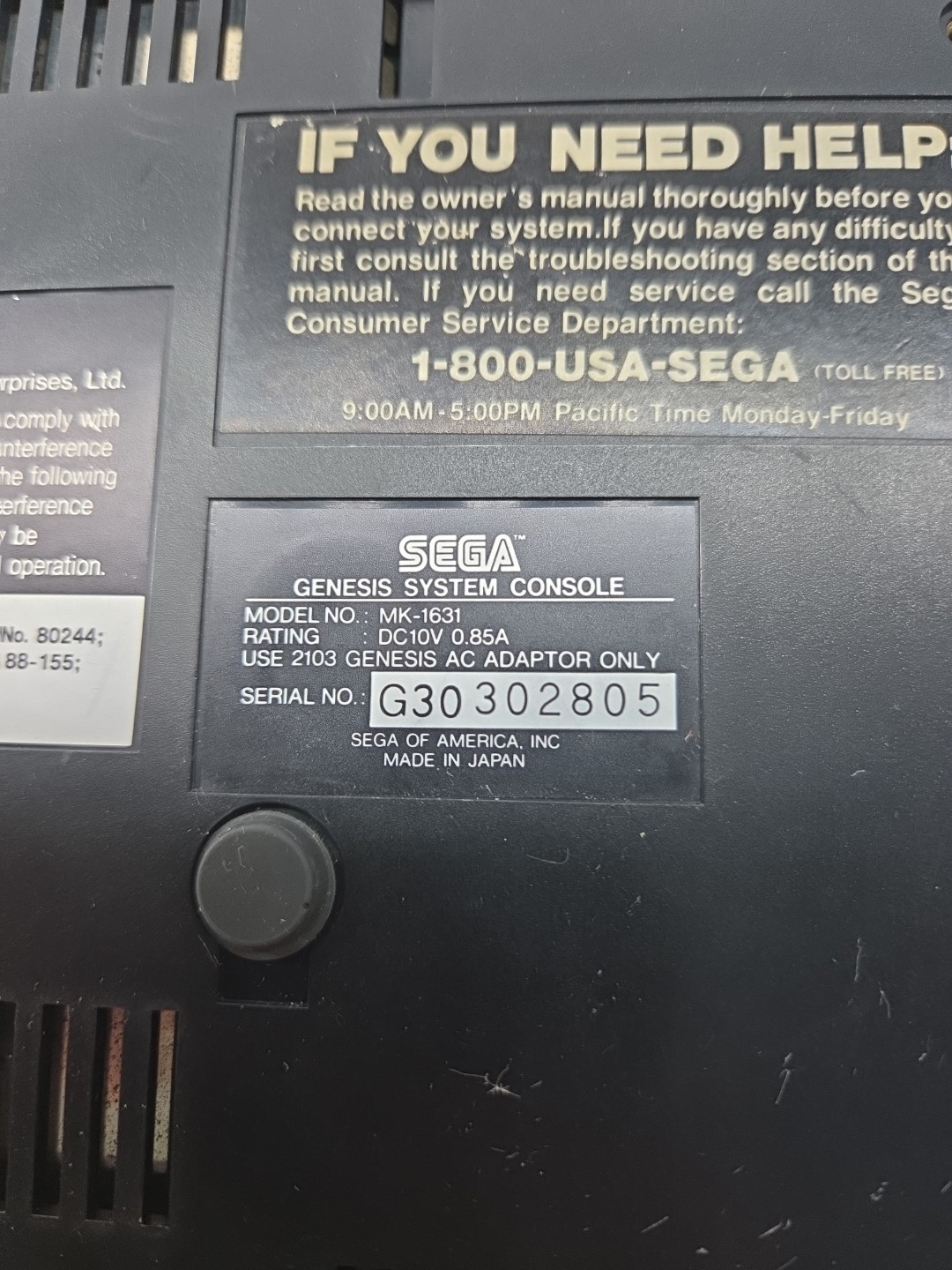 Sega MK-1631 Genesis 1 Console Complete System. All Original – Box Included