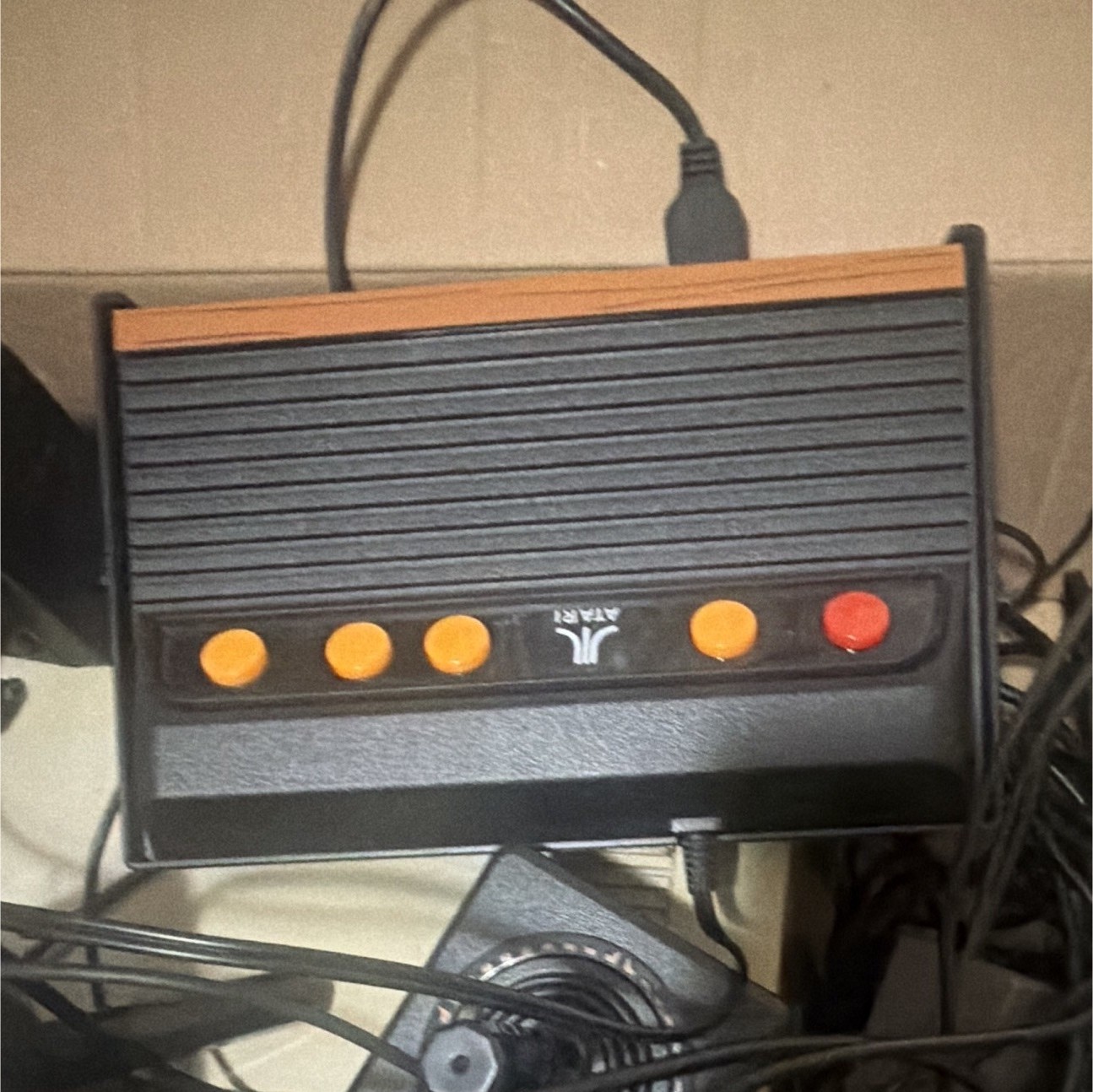 Atari 2600 Home Console Black Orange USB with Joystick Controllers Used