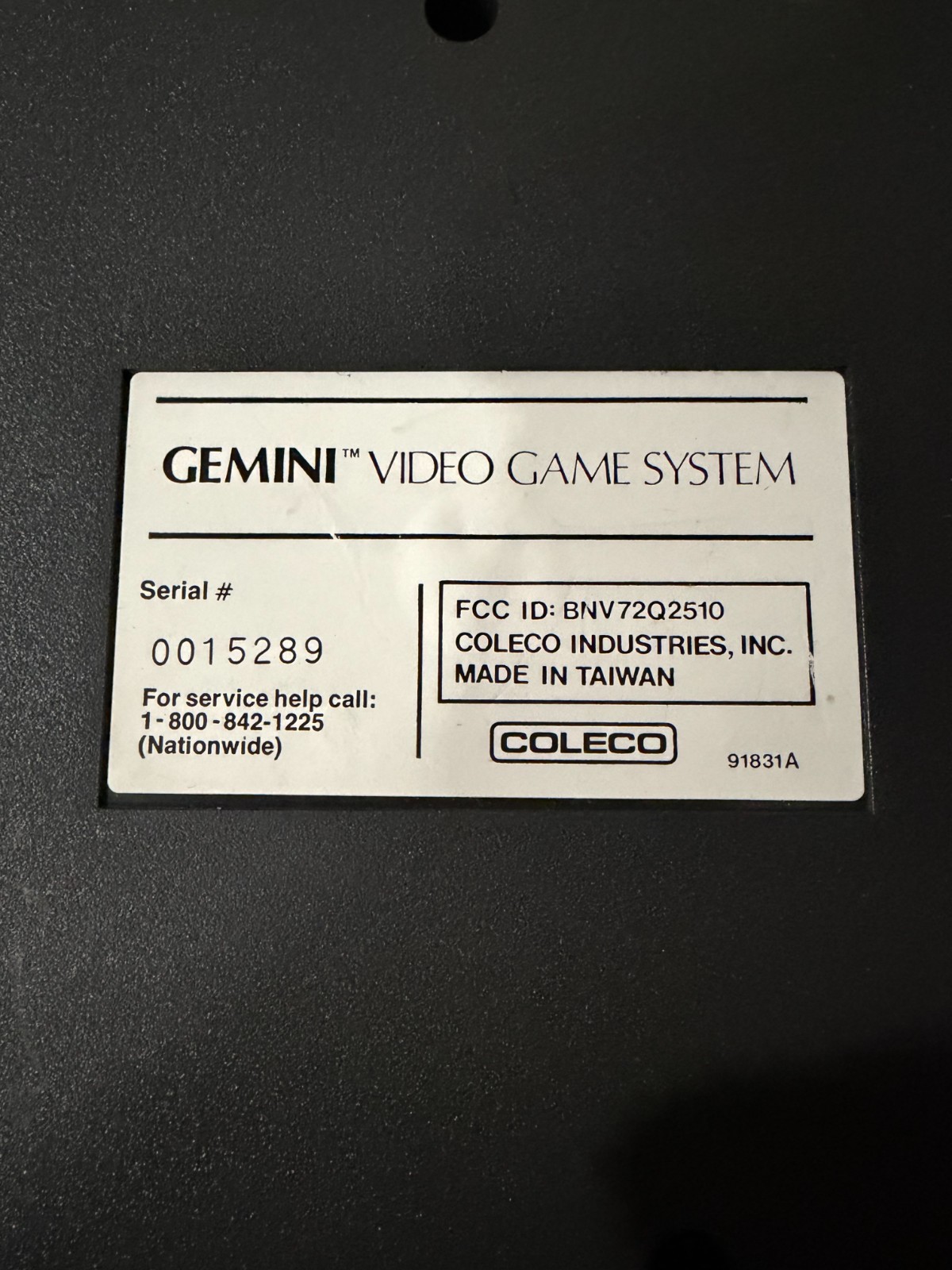 Coleco Gemini Game System Console & Cords *Not Tested*