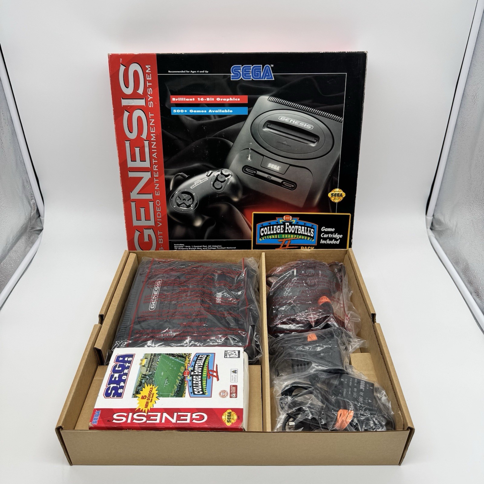 SEGA Genesis Bundle Box Console 16-Bit College Football II Game Tested MK-1631
