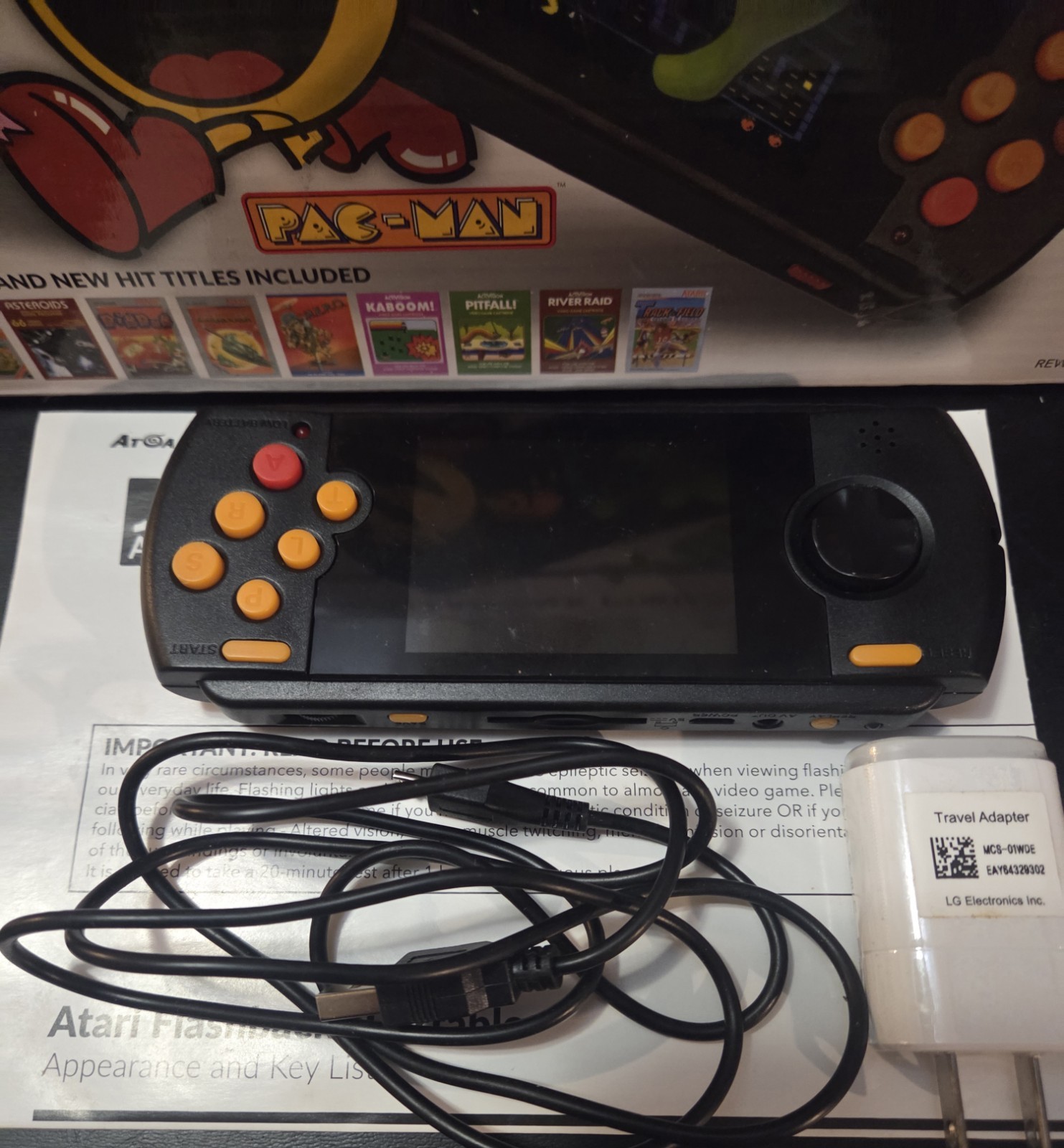 🔥2018 AtGAMES ATARI FLASHBACK PORTABLE (#AP3280) W/ 80 BUILT-IN GAMES *TESTED*
