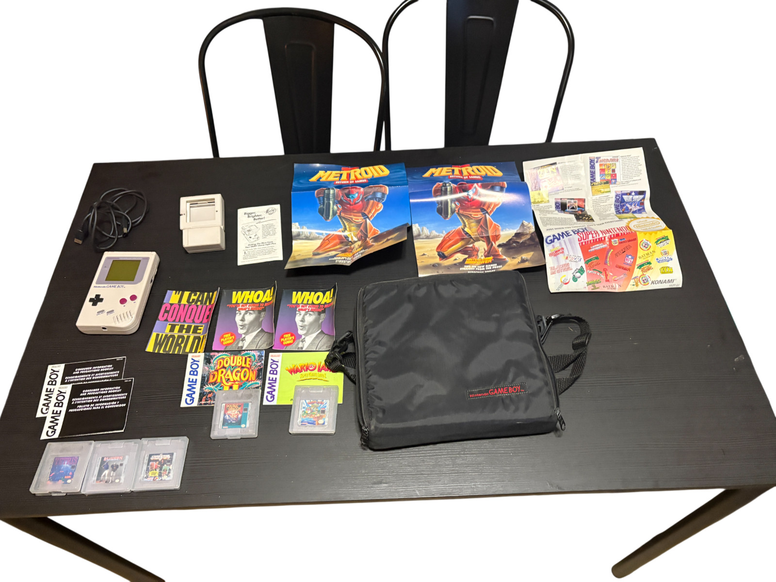 Nintendo Game Boy DMG-01 Bundle 5 Games, GAMELIGHT, case, manuals, cord. TESTED