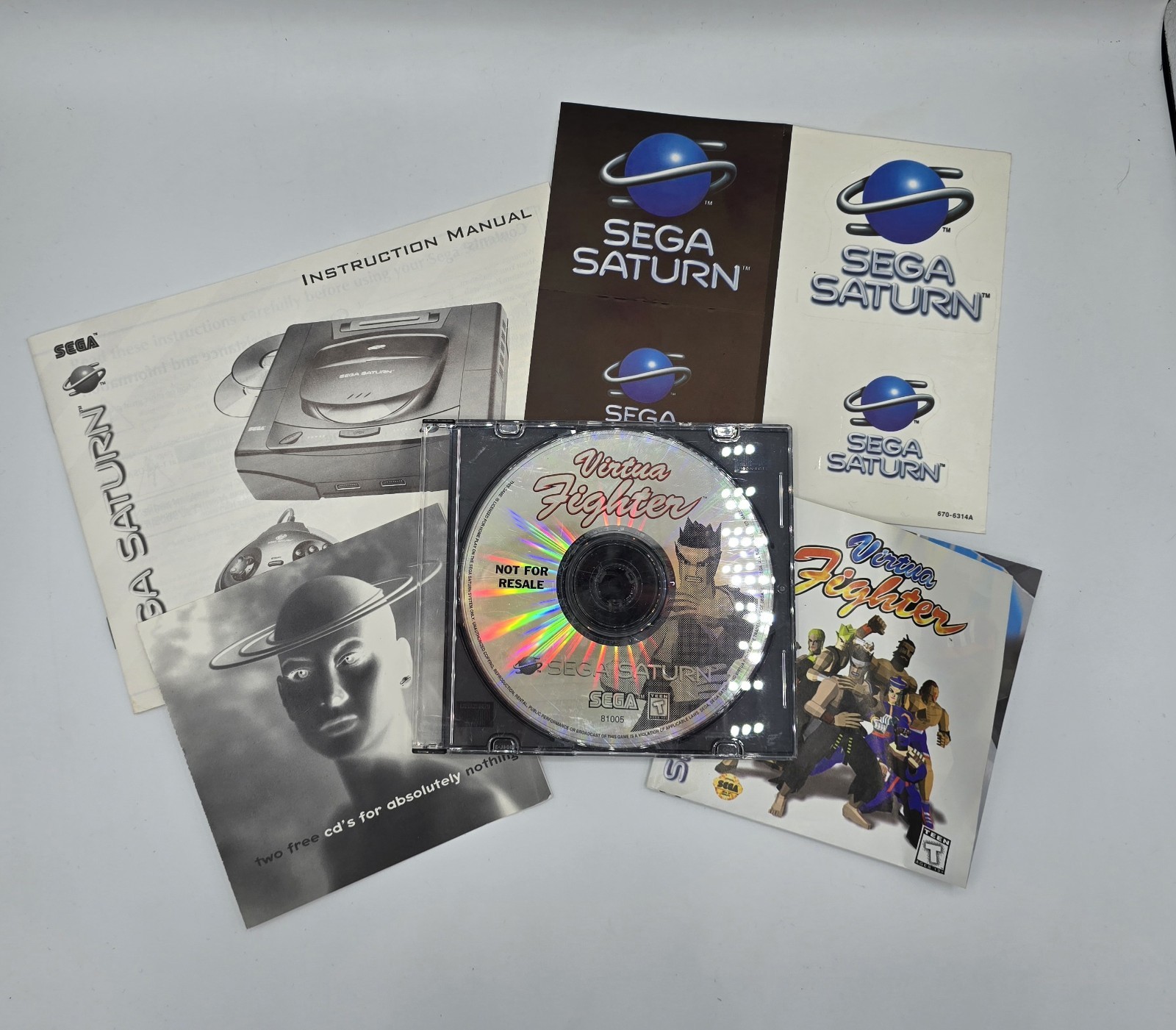 SEGA Saturn MK-80000 Console Controller Cables RF Converter W/Game COMPLETE *VE