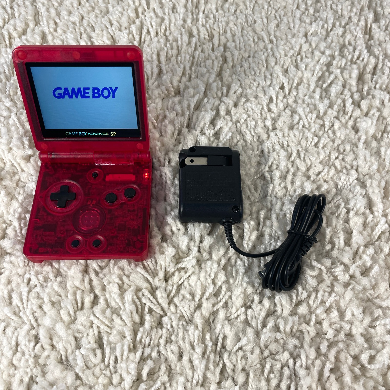 Nintendo Gameboy Advance GBA SP Transparent Red IPS Backlit Screen Read