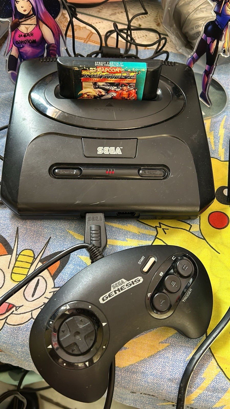 Sega Genesis Model 2 Game Console With Cords Game And One Controller.