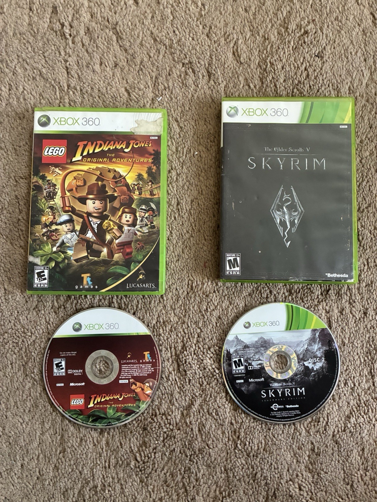 Xbox 360 Console E Console w/ 2 Controllers & 2 Dongles (No HDMI Cable) 23 Games