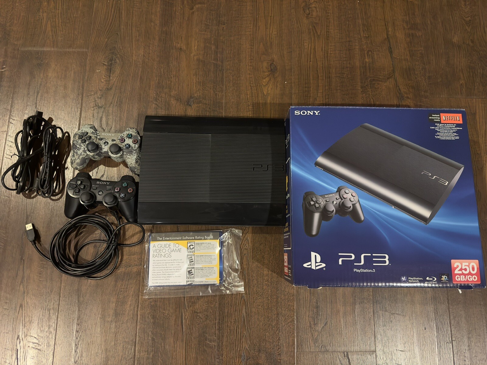 Sony Playstation 3 Super Slim 250gb Console With Controllers, Games Bundle