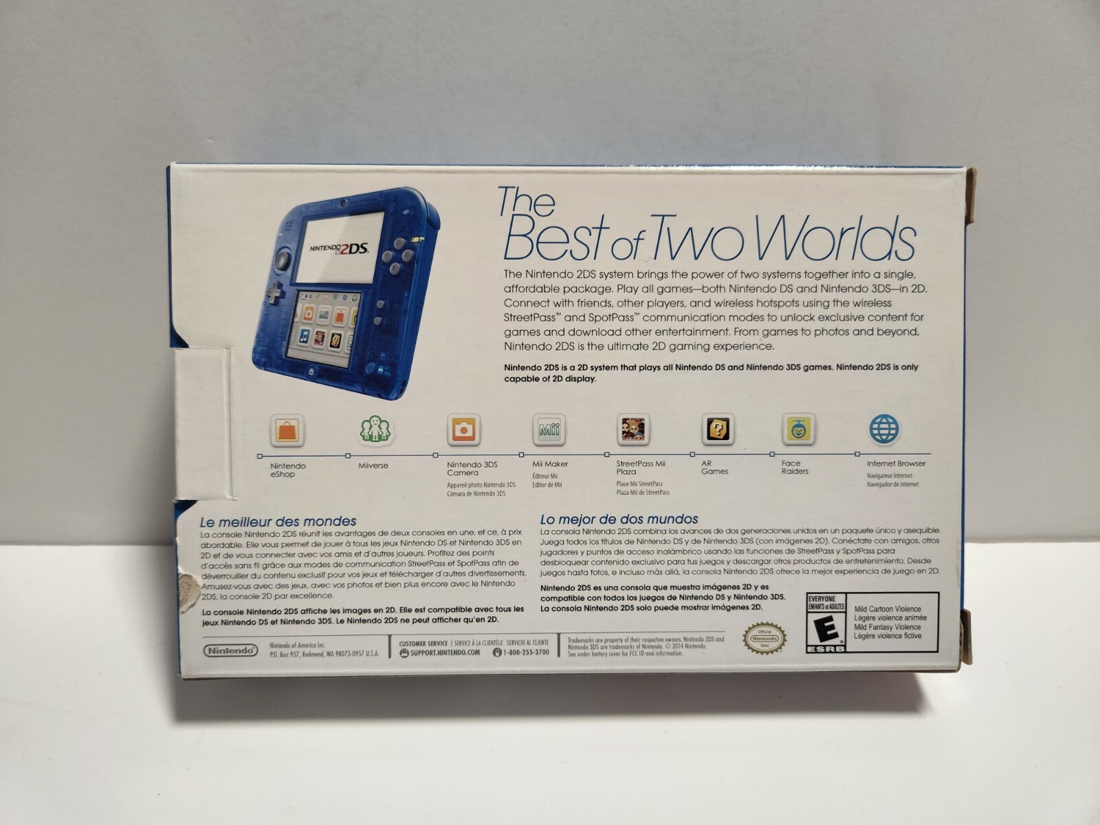 Nintendo 2DS Crystal Blue Handheld Console Bundle with Original Box TESTED