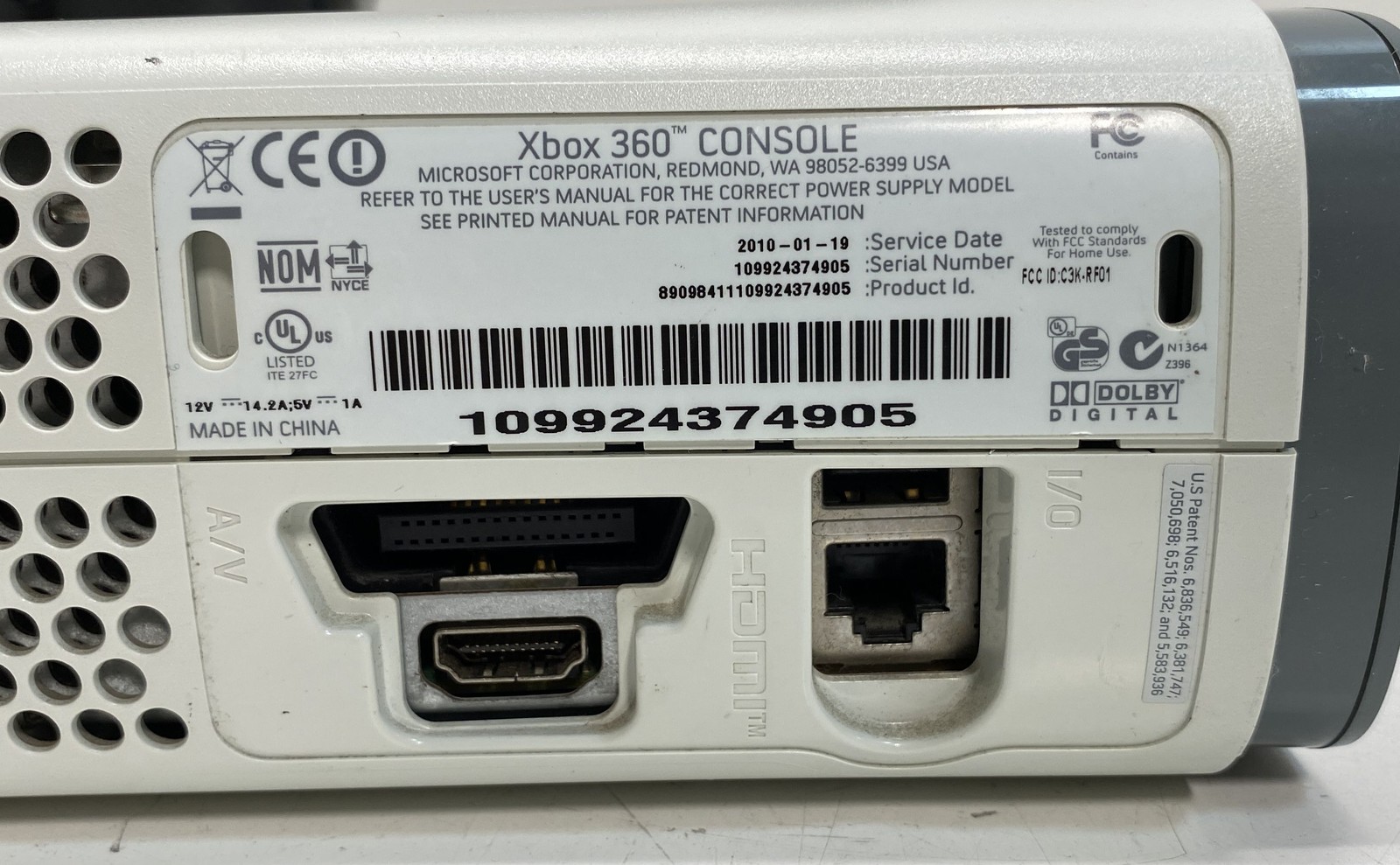 Microsoft Xbox 360 White Console Kinect Controller Cables For Parts Not Working