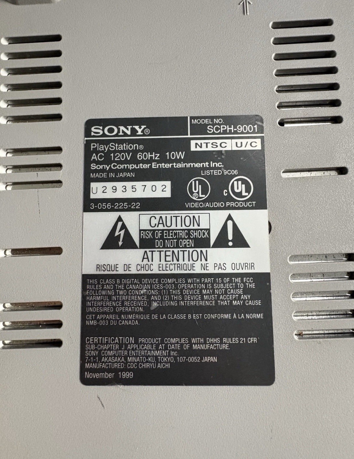 PS1 PlayStation One Console ONLY w/ Wires tested working SCPH-9001