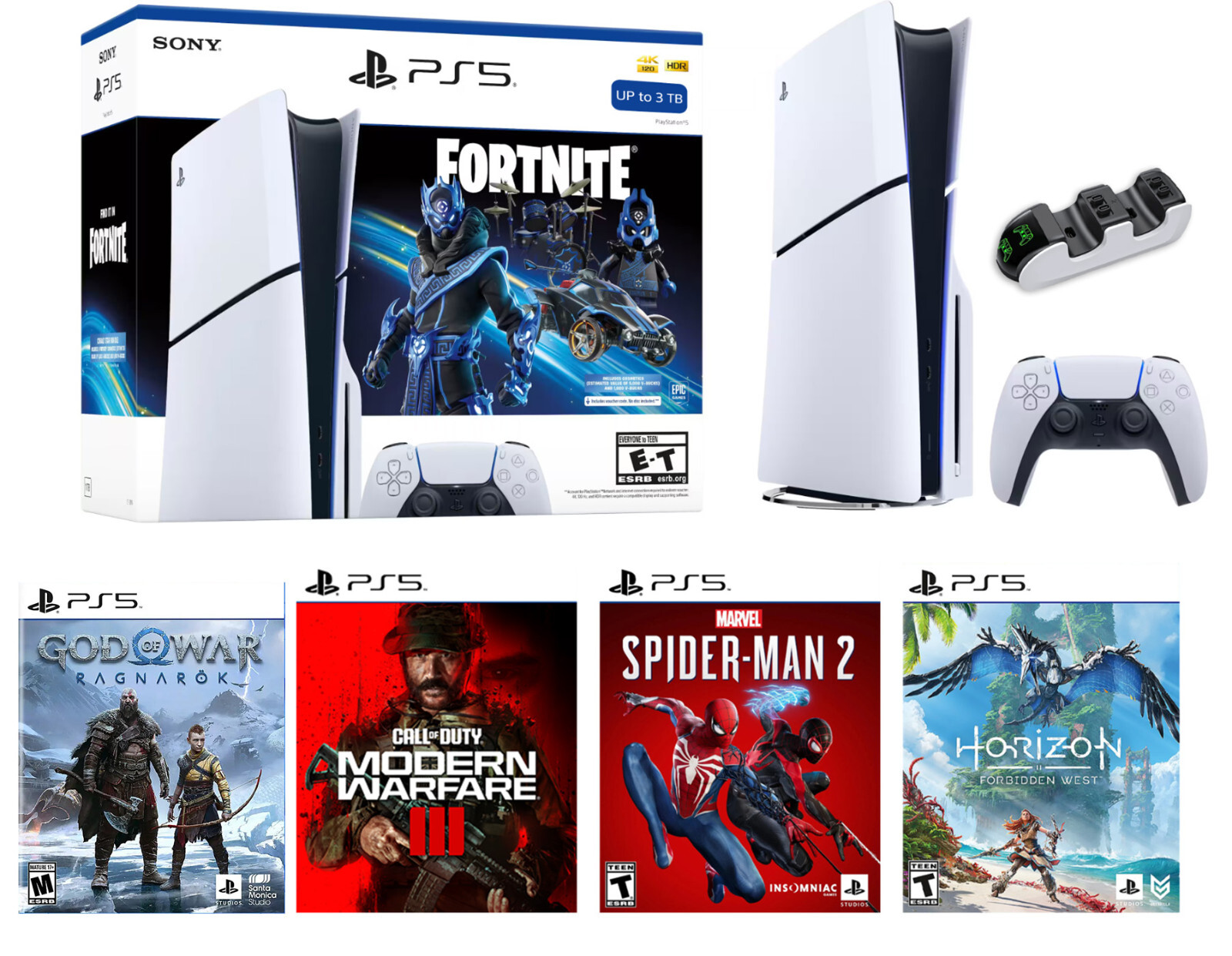 2024 Sony PlayStation 5 Disc Edition Enhanced To 3TB PS5 Console Holiday Bundle