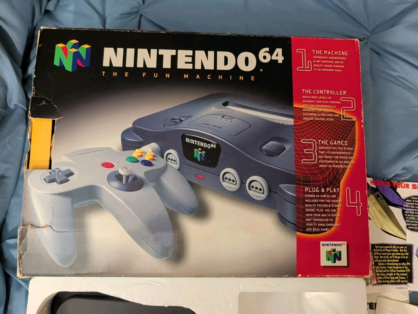 Nintendo N64 Console With Original Box, Styrofoam 2 controllers. No AV cable
