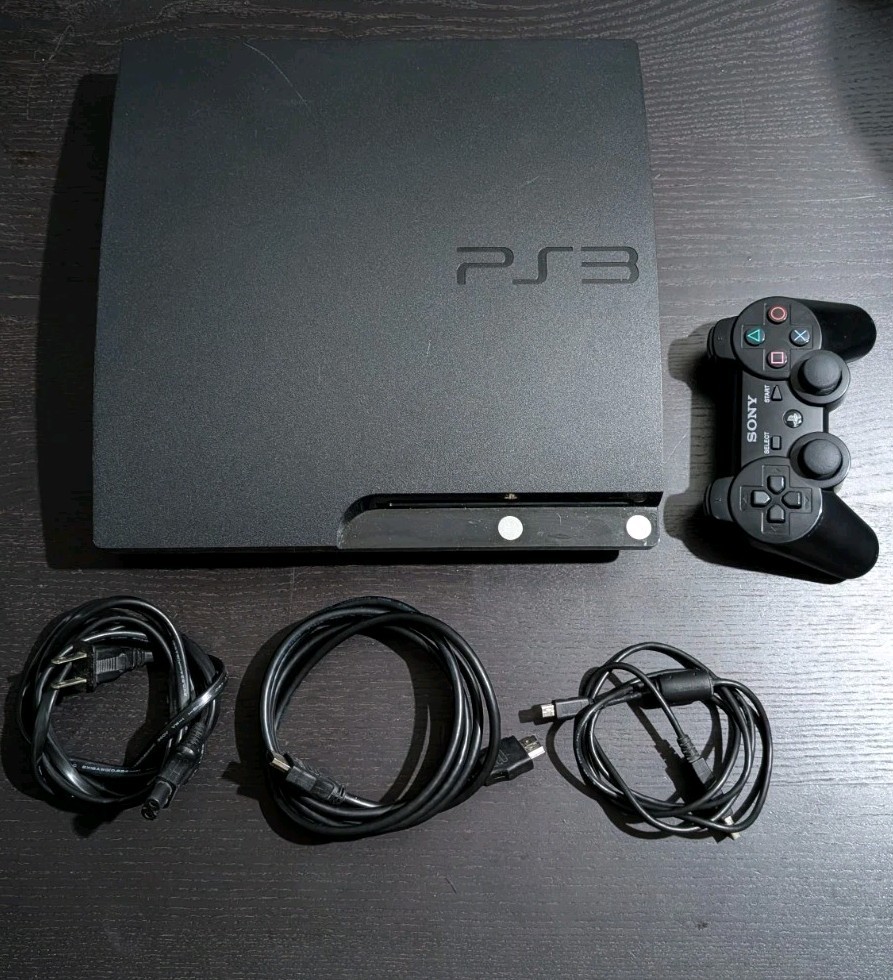 Sony PlayStation 3 PS3 Slim Console With Controller & Cords Tested Works