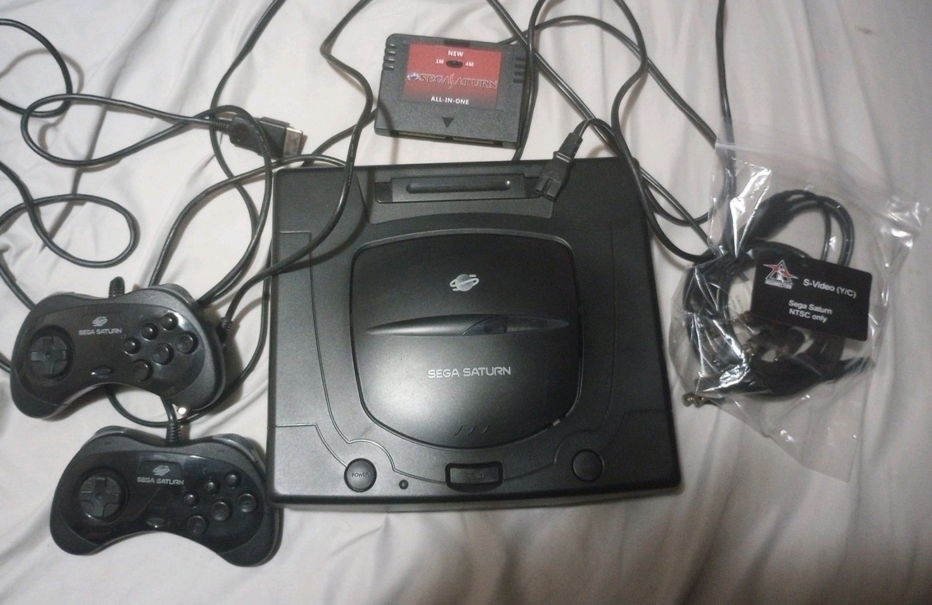Sega Saturn MK-80000A Black Console with Cables Tested and Working