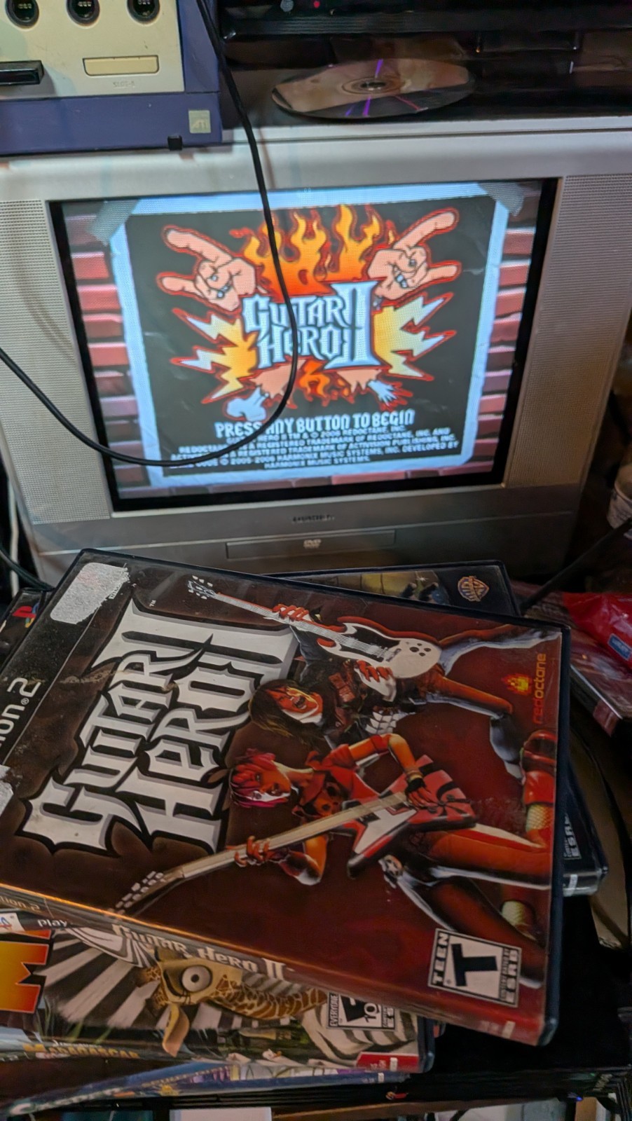Sony Playstation 2 PS2 Console – Guitar Hero Bundle – Guitar, Games, Memory Card