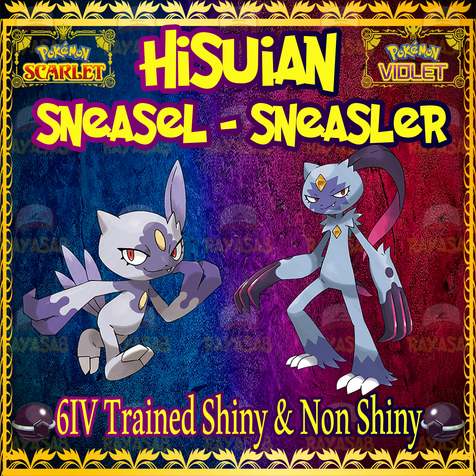 Pokemon Scarlet & Violet Hisuian Sneasel Sneasler 6IV 🌟Shiny🌟 & Non Shiny Home