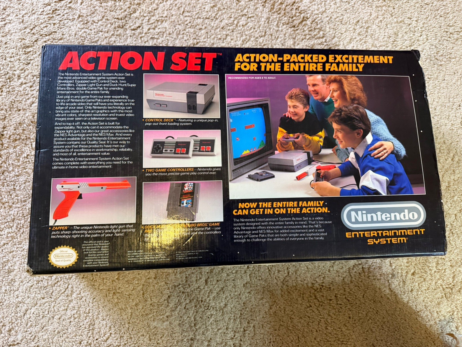 Original Nintendo NES Action Set CIB Complete Orange Zapper Manuals Super Mario