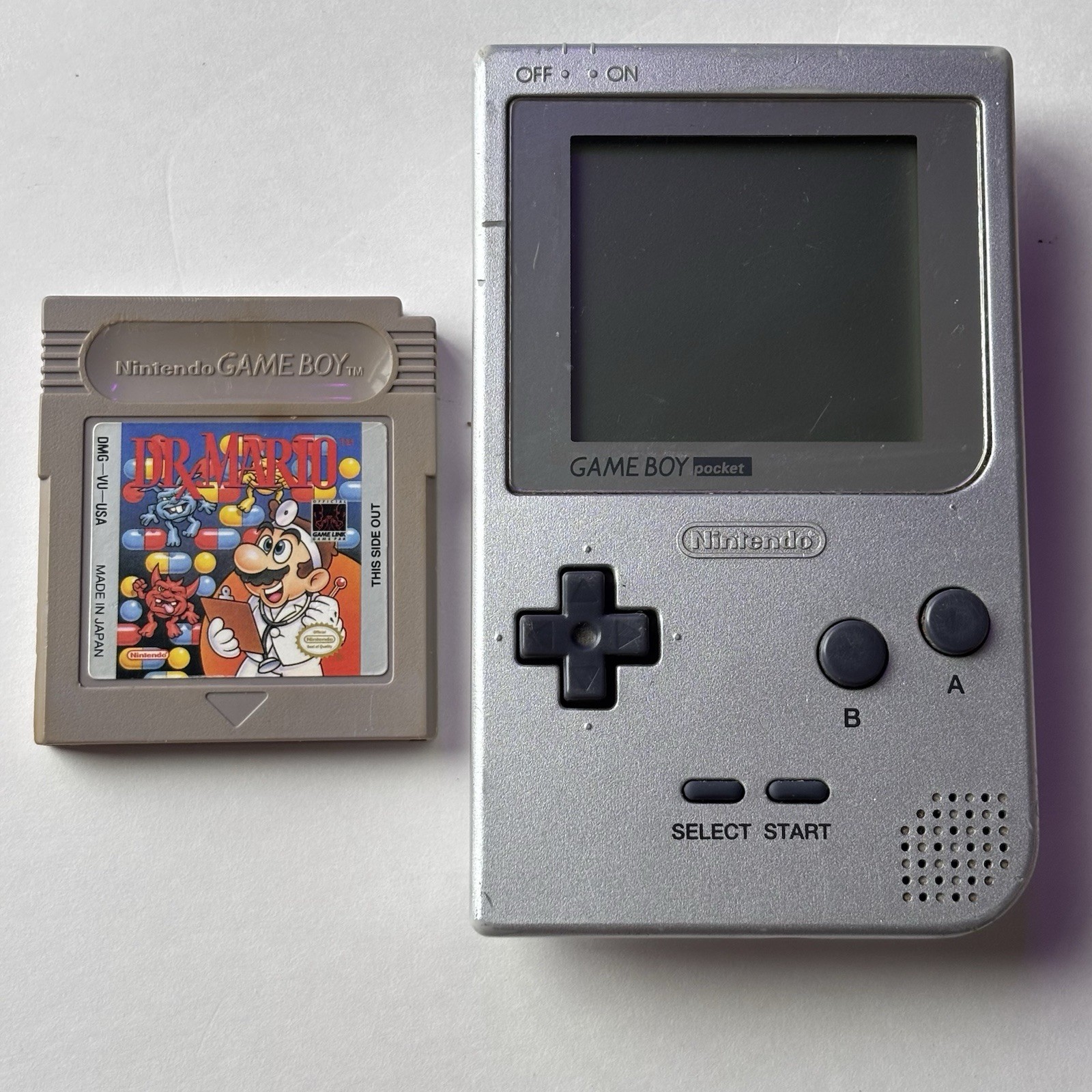Nintendo Game Boy Pocket Silver With Dr Mario Tested Works