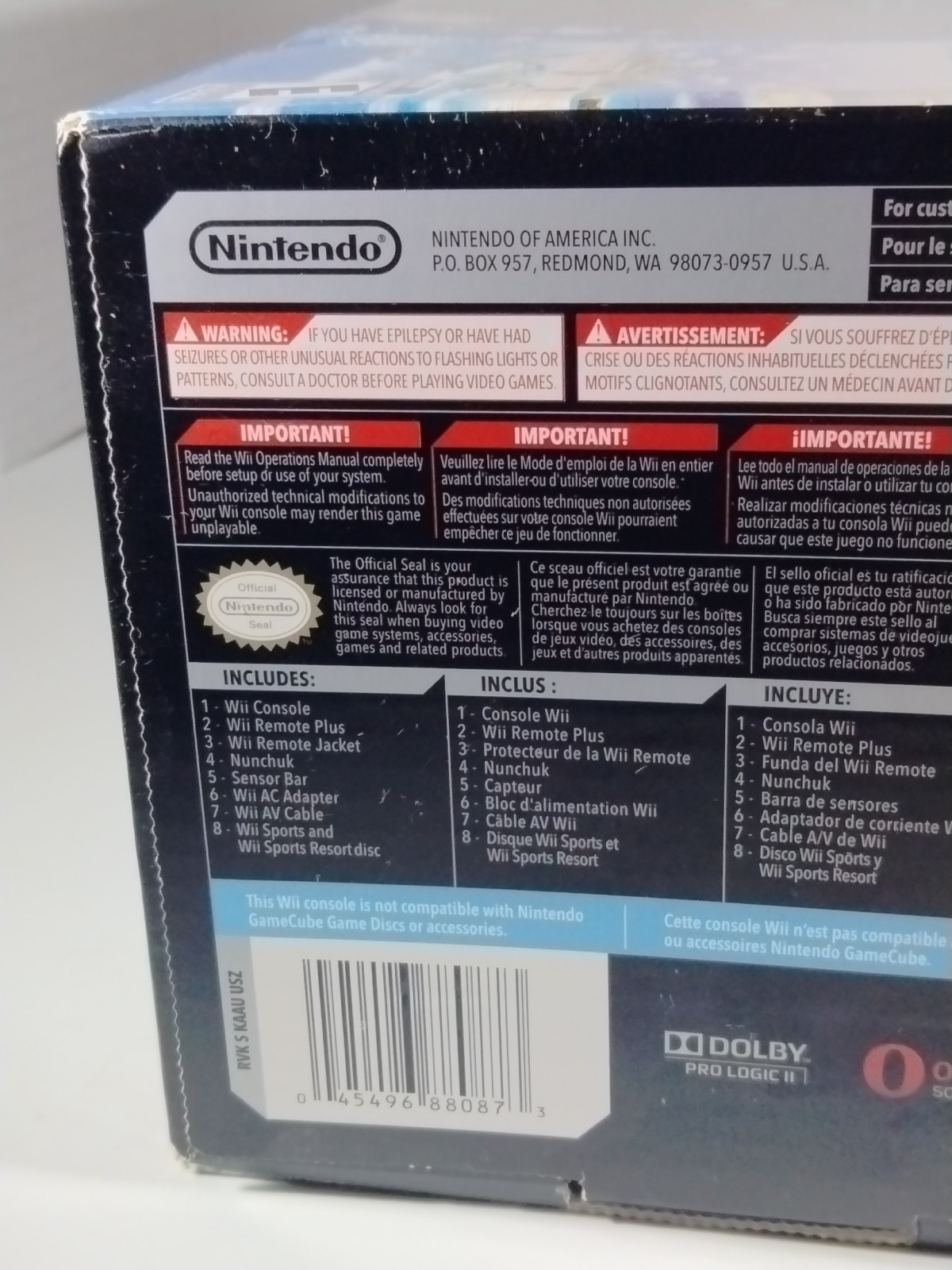 Nintendo Wii Black Console Plus Remote In Box Bundle (No Sports Or Resort Games)