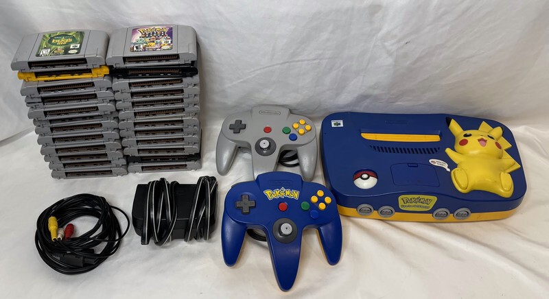 Pokemon Pikachu Nintendo 64 Console System_24 Games_2 Controllers_Accessories