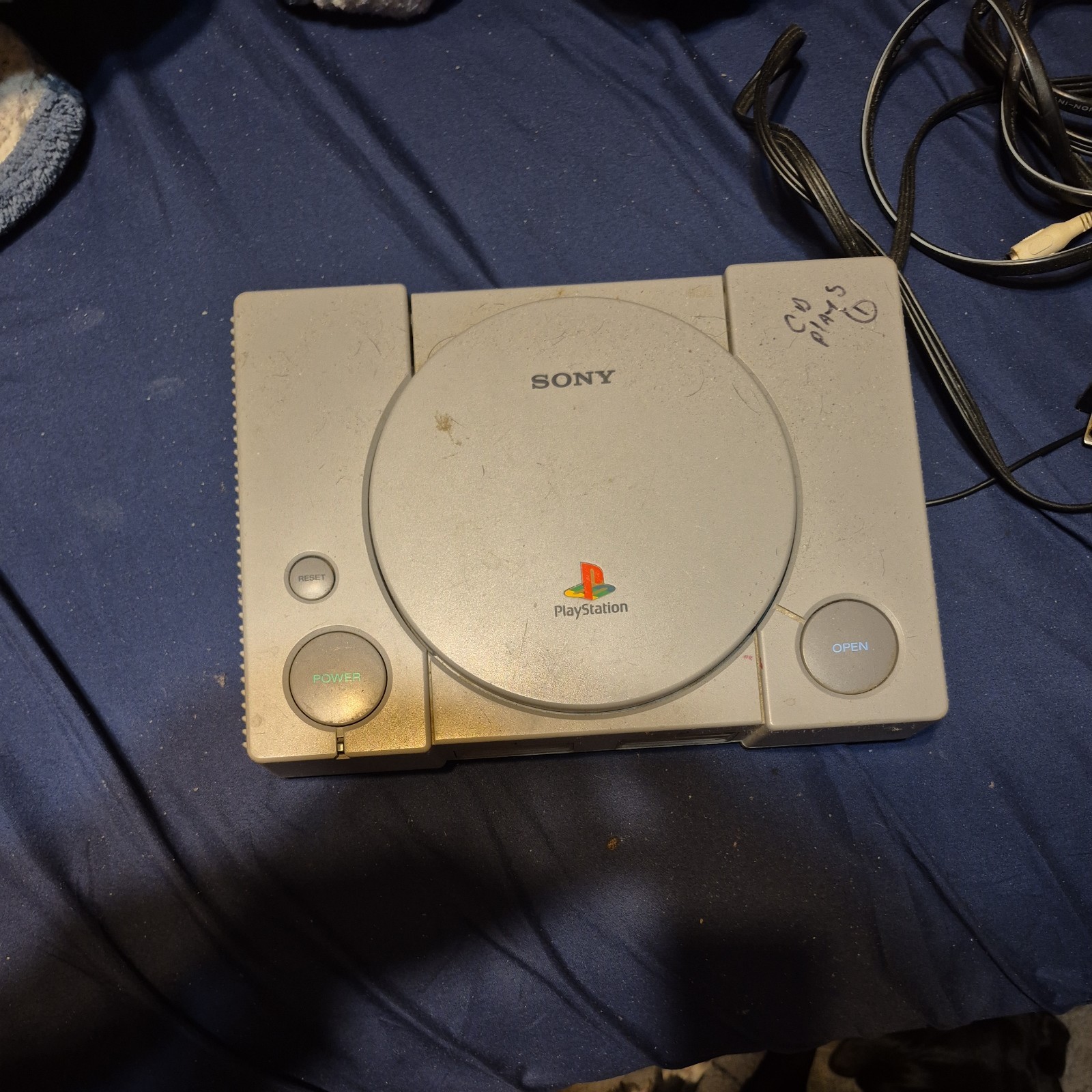 SONY PS1 Console System Gray Bundle A/V Cables and power cable no controller