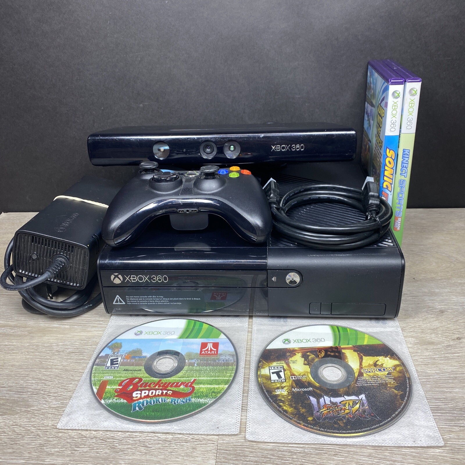 Xbox 360 E 1538 Console 4GB Bundle – Kinect OEM Controller 4 Games 20GB HD