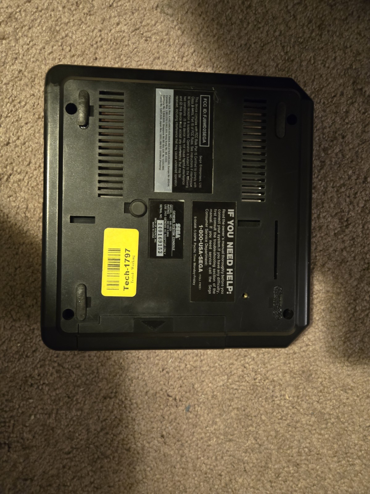 Sega Genesis Model 2 Console Only – Tested Working – No Power Light – Read