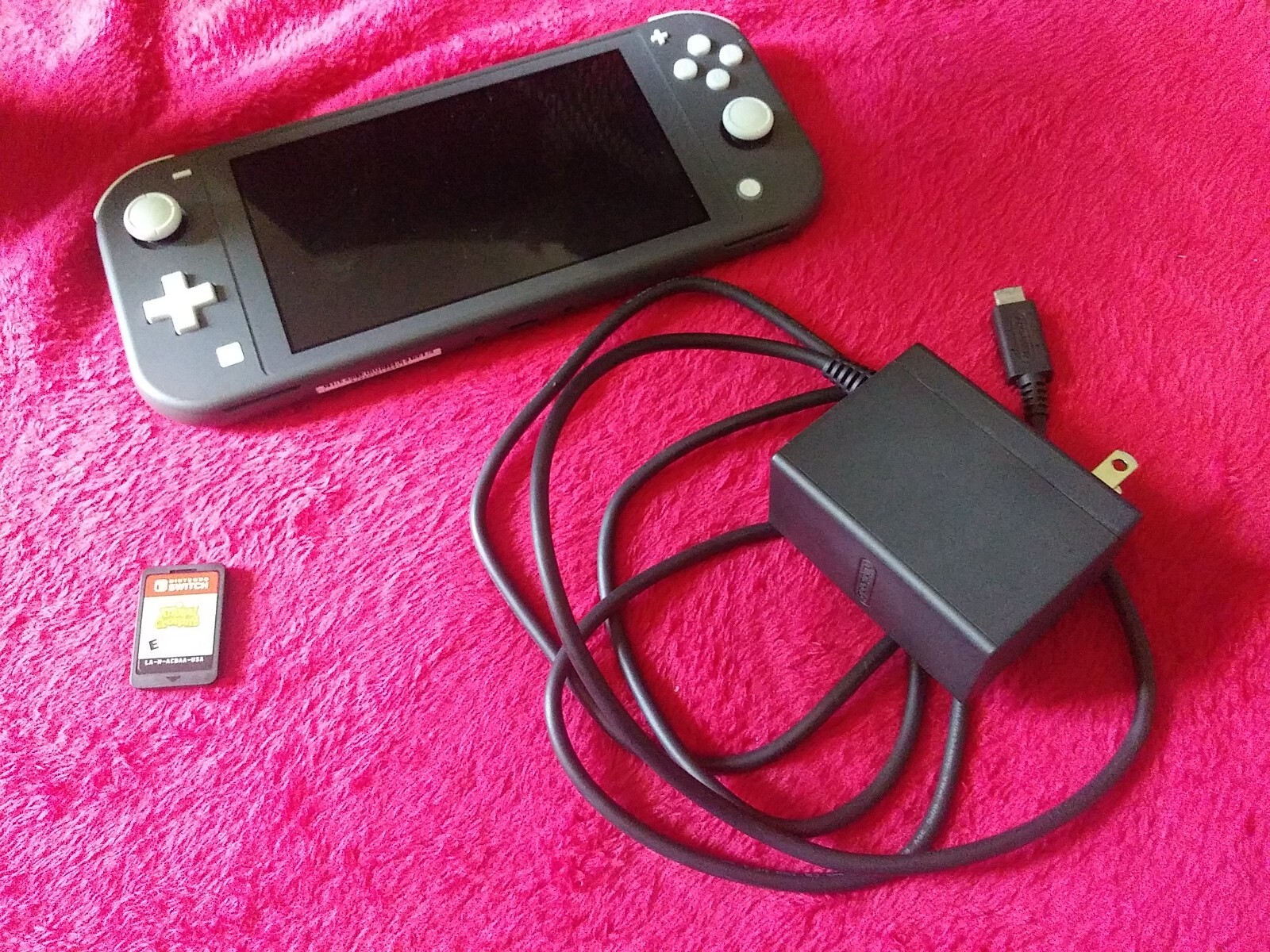Nintendo Switch Lite Gray Handheld System + Charger and Game.