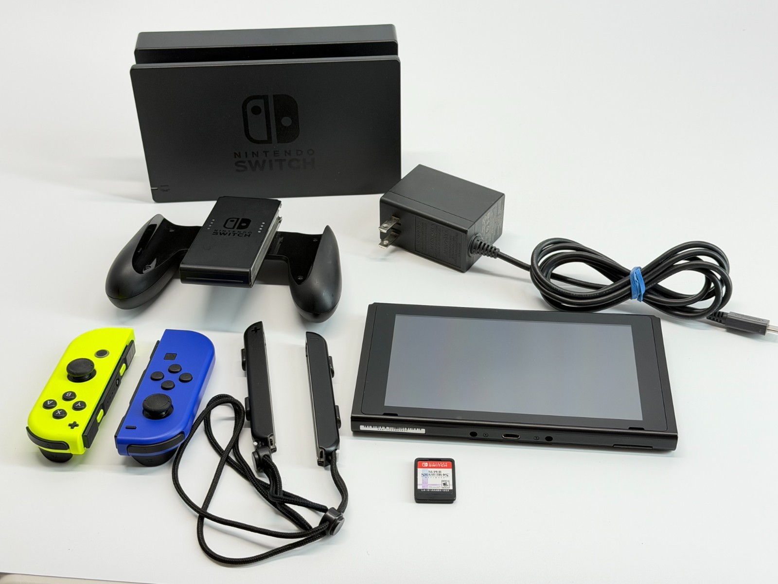 Nintendo Switch System Bundle w/ Super Smash Bros. Yellow & Blue Joy-Cons Tested
