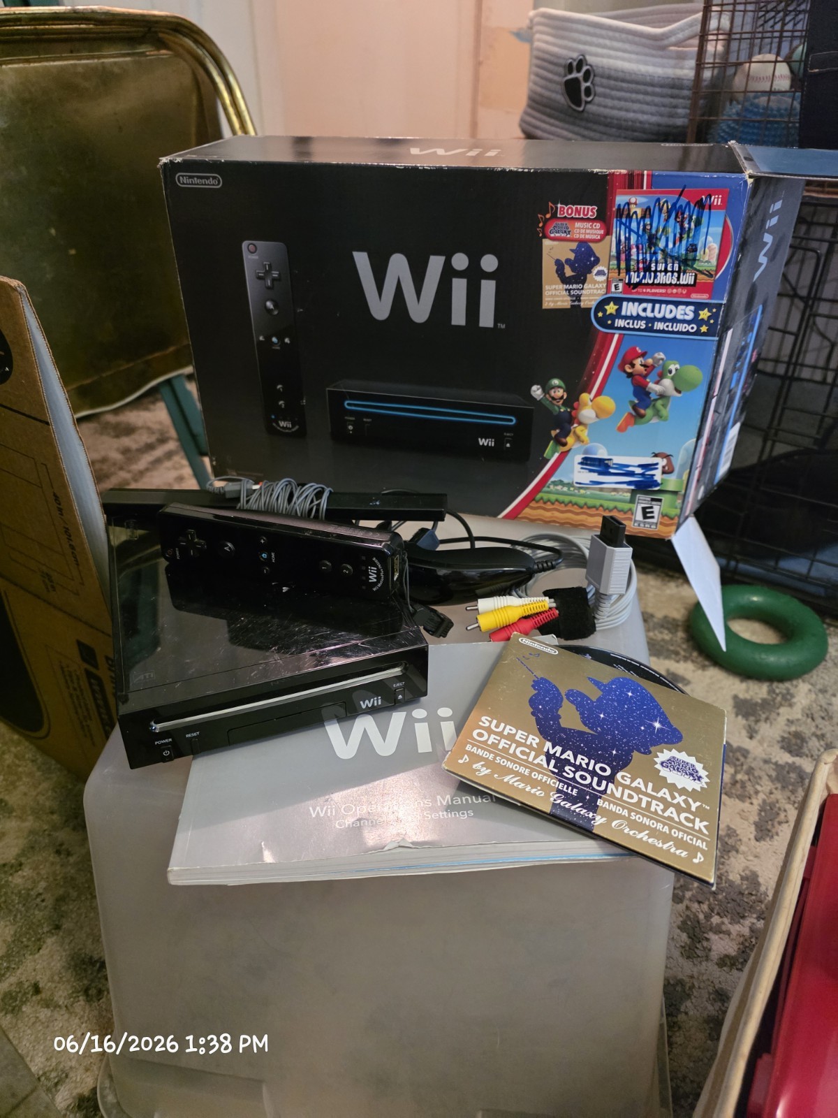 Nintendo Wii Black Console Bundle with New Super Mario Bros