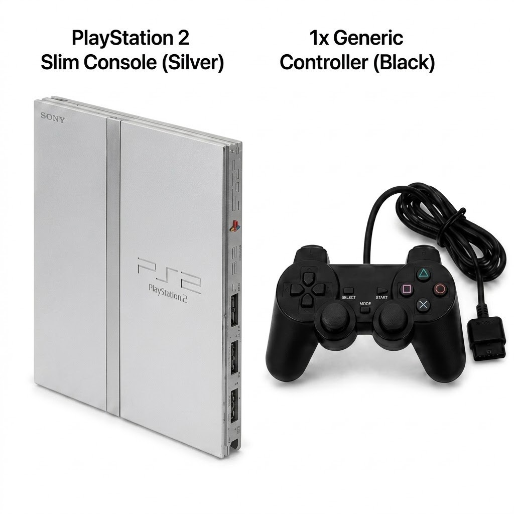 Sony PlayStation 2 PS2 Slim Silver Console Controller AV Power 1 year warranty