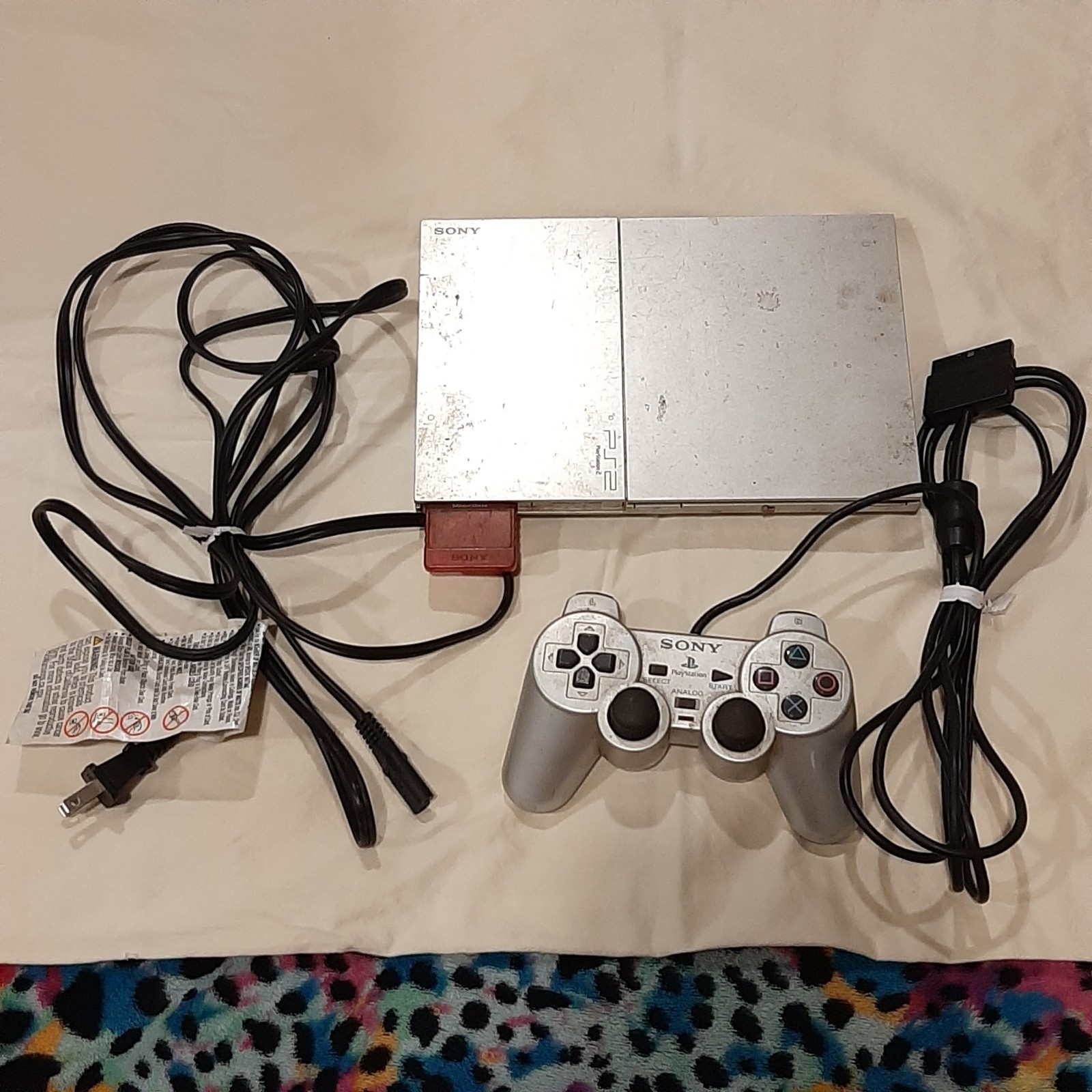 Sony PlayStation 2 PS2 Slim Silver SCPH-90001 Console Power Cord Controller Only