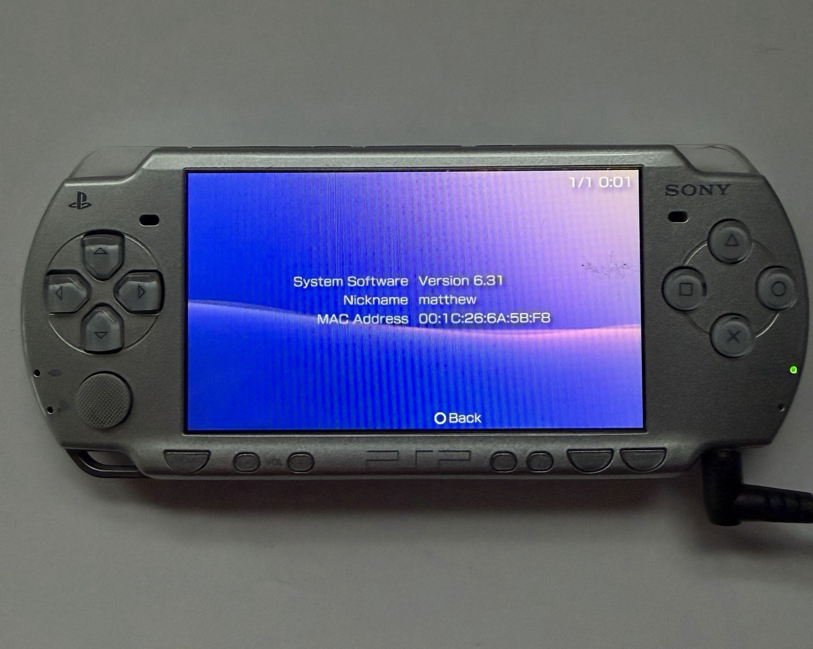 Sony PSP 2001 PlayStation Portable Slim Silver No Battery/Cover Tested