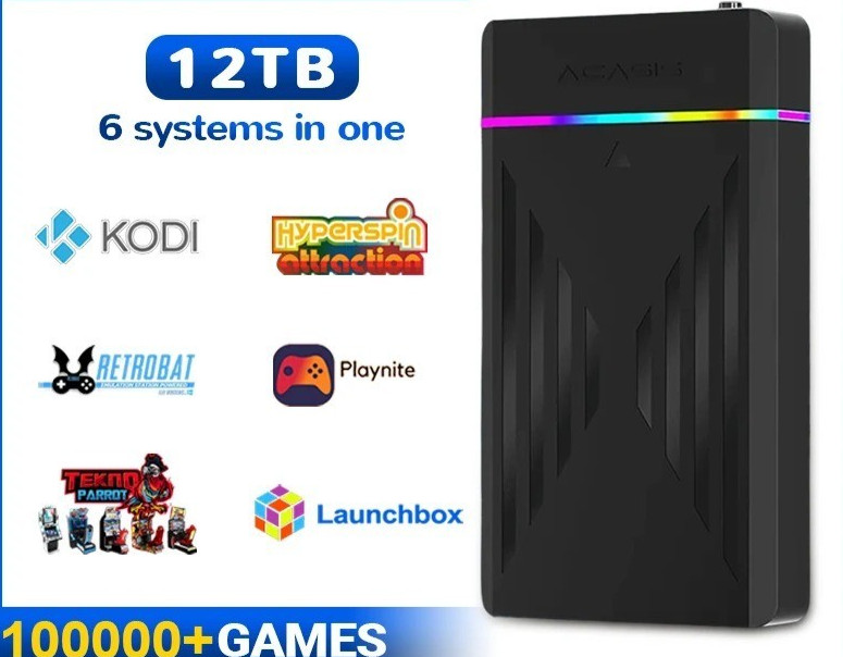 PEAPRIT 12TB Gaming HDD Hyperspin Launchbox Retrobat 10K+ Retro Games PS3 PS2 PC