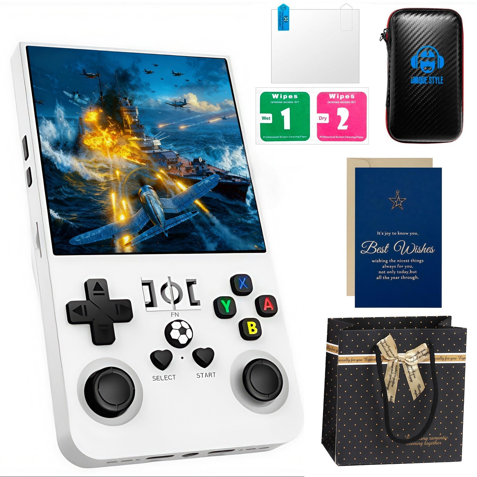 R36MAX Retro Game Console with Star Card & Black Gold Bag | 4 Inch IPS Screen…