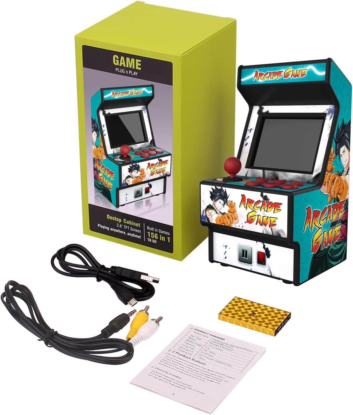 Portable Mini Arcade Game Console – 2.8″ Screen, Rechargeable Battery, 156 Games