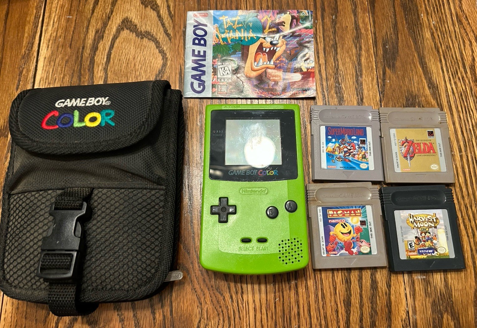 Nintendo Game Boy Color Kiwi Lime Green Handheld Console System Case Mario Zelda