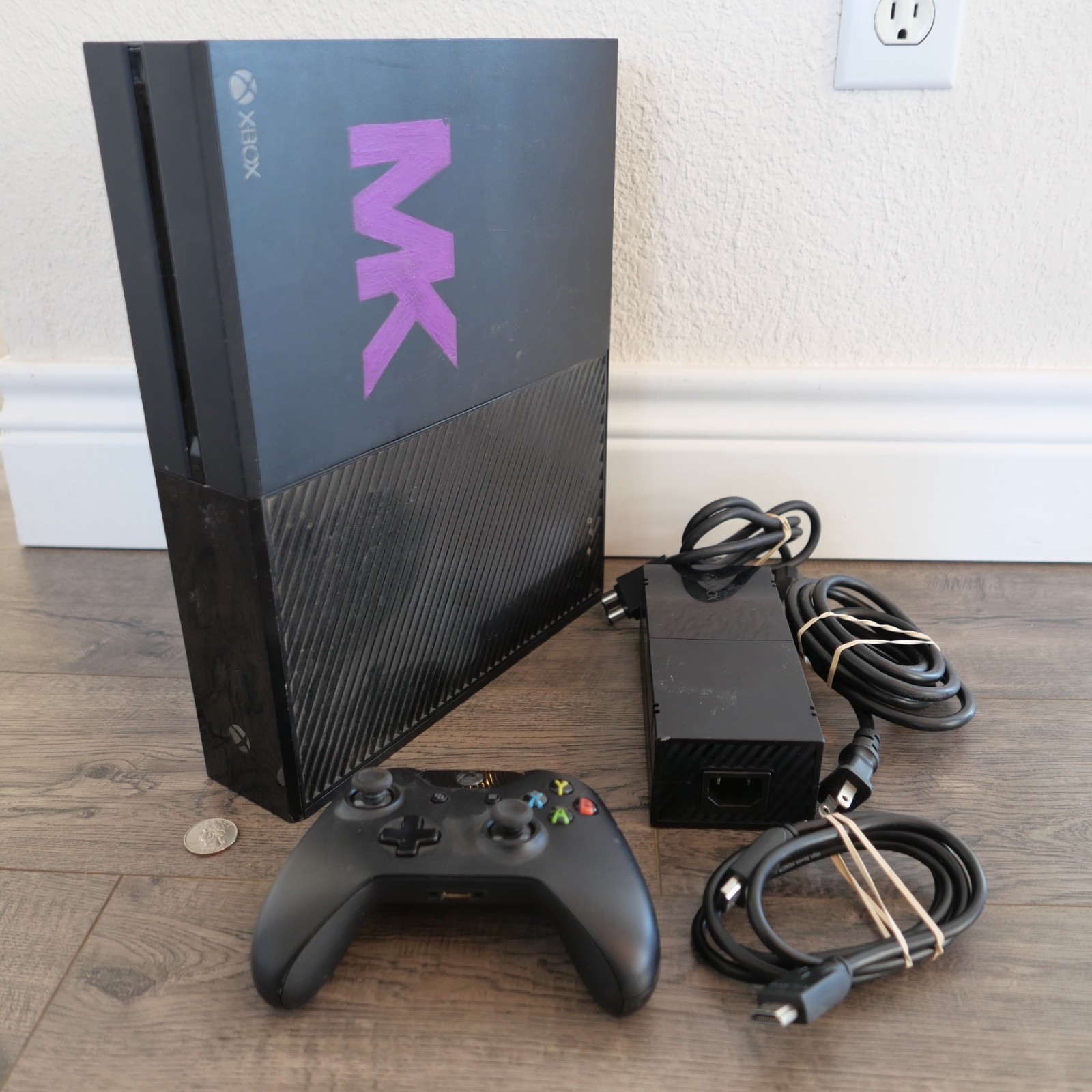 Microsoft Xbox One Black Console w/ Cords & Controller Bundle 365GB Model 1540 !