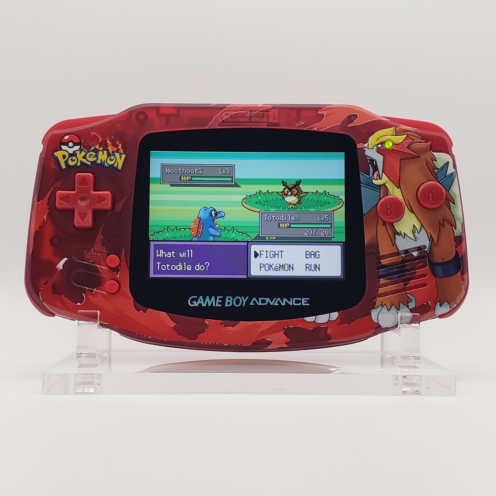 Entei Game Boy Advance, Funnyplaying Backlit IPS Screen Clear Red Pokemon Theme
