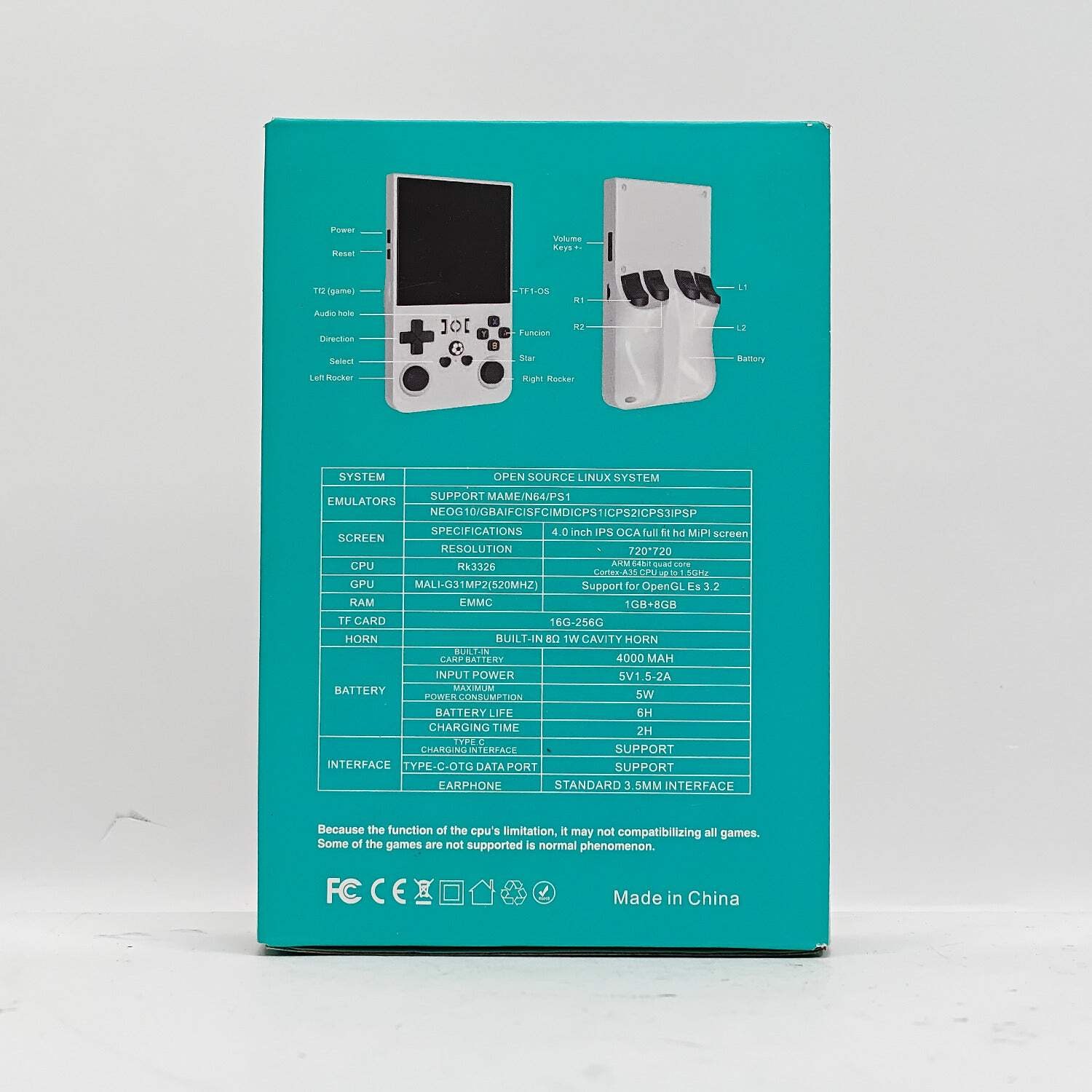 New R36Max Open Source Console Retro Handheld Gaming Console 64GB Black