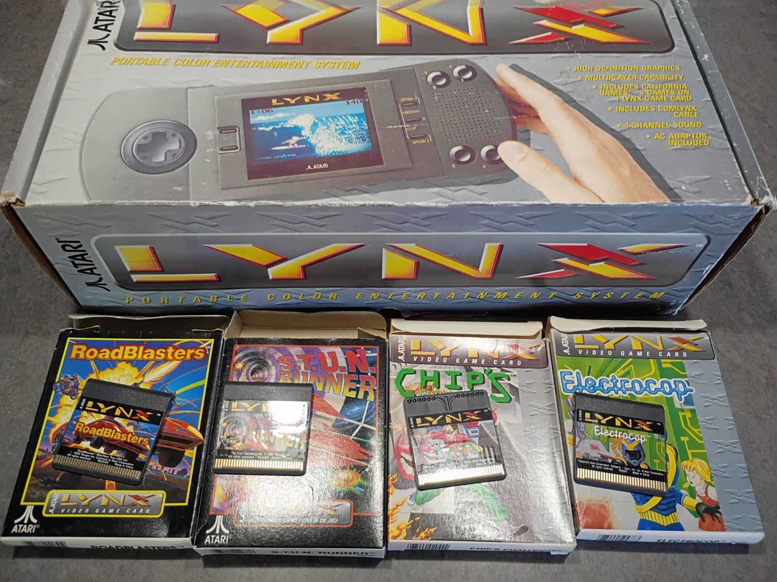 Atari LYNX Portable gaming video system + games in box parts repair