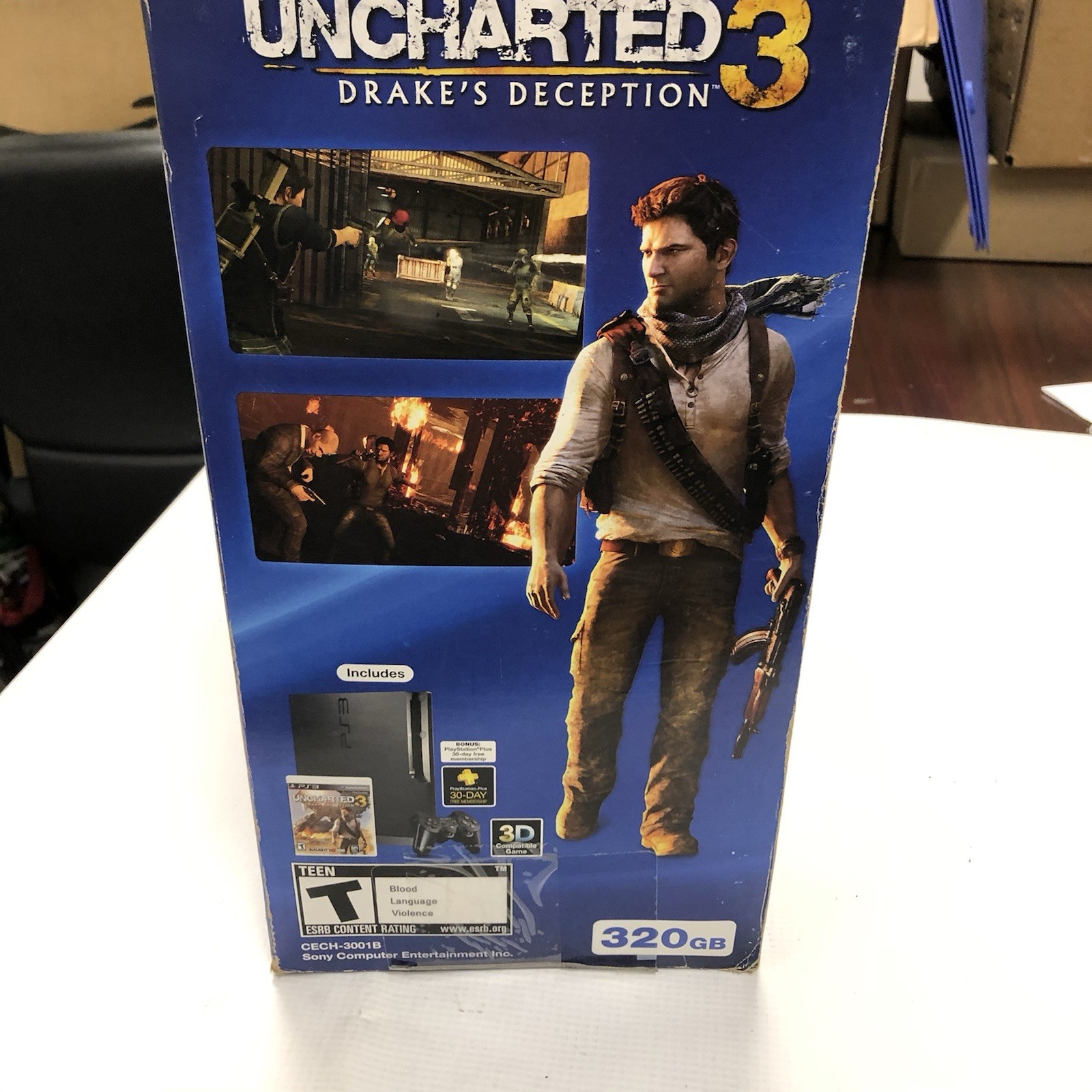 Complete Sony PS3 320GB Console CIB Uncharted 3 Edition 2 Controllers – No Game
