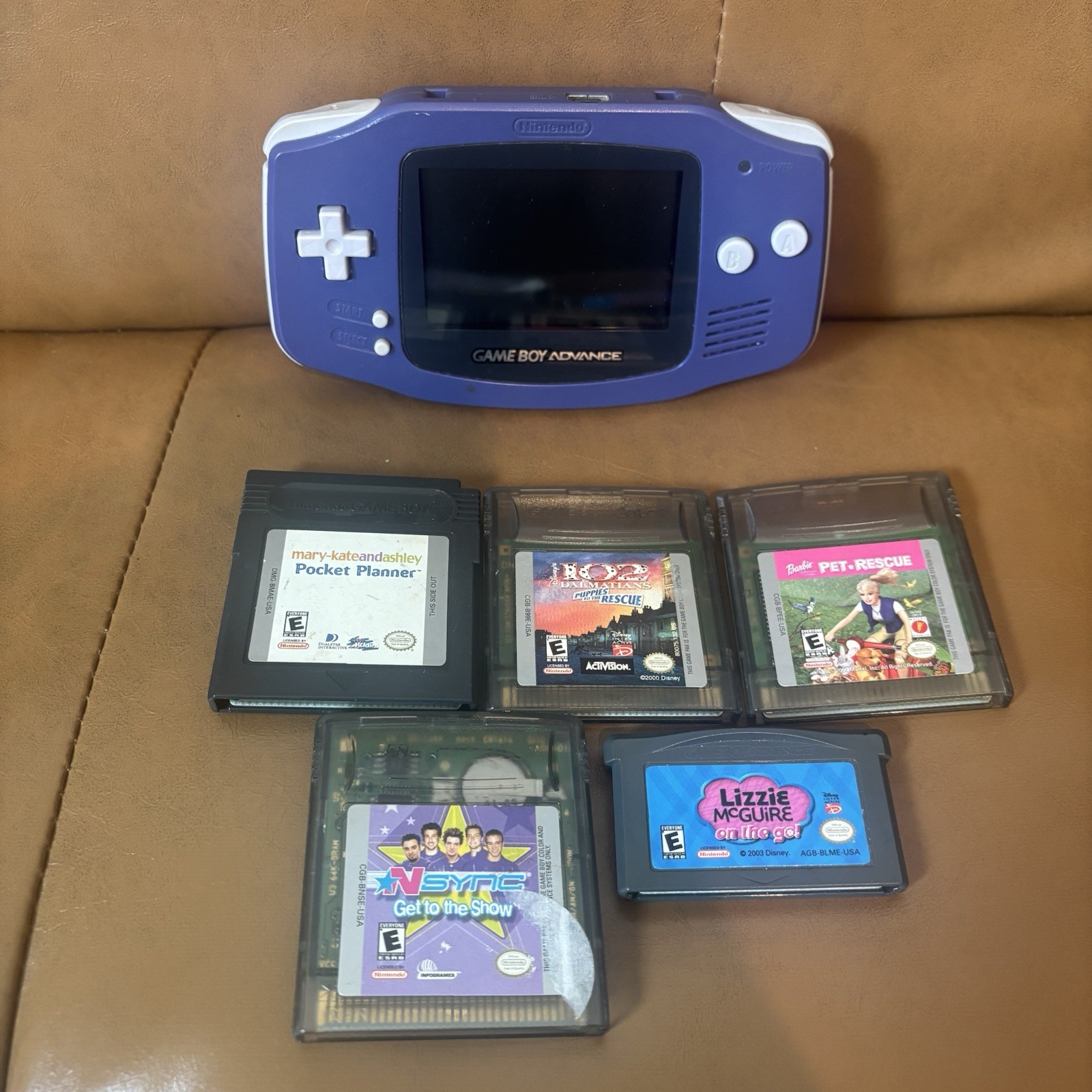 Nintendo Game Boy Advance Handheld System Indigo Bundle Purple Tested & Works!