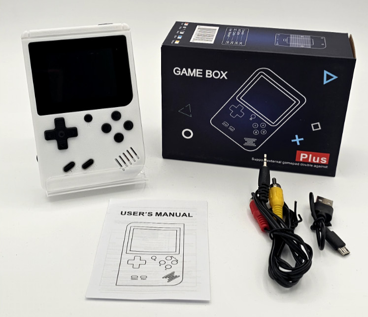 Game Box Plus- Hand Held Game System, White 400 Games In 1 With Carrying Case