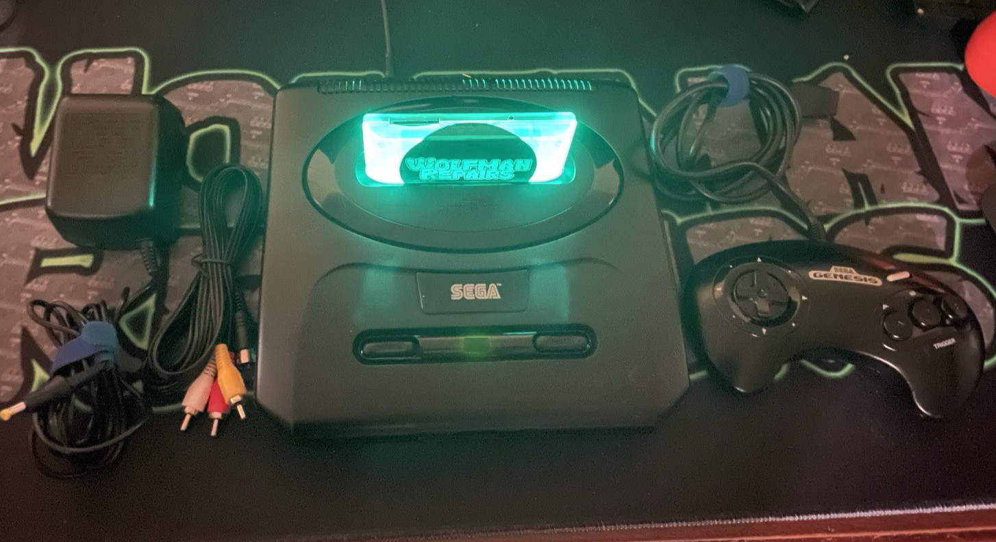 SEGA Genesis Model 2! Green LED Upgrades! Controller, AV and Power included!
