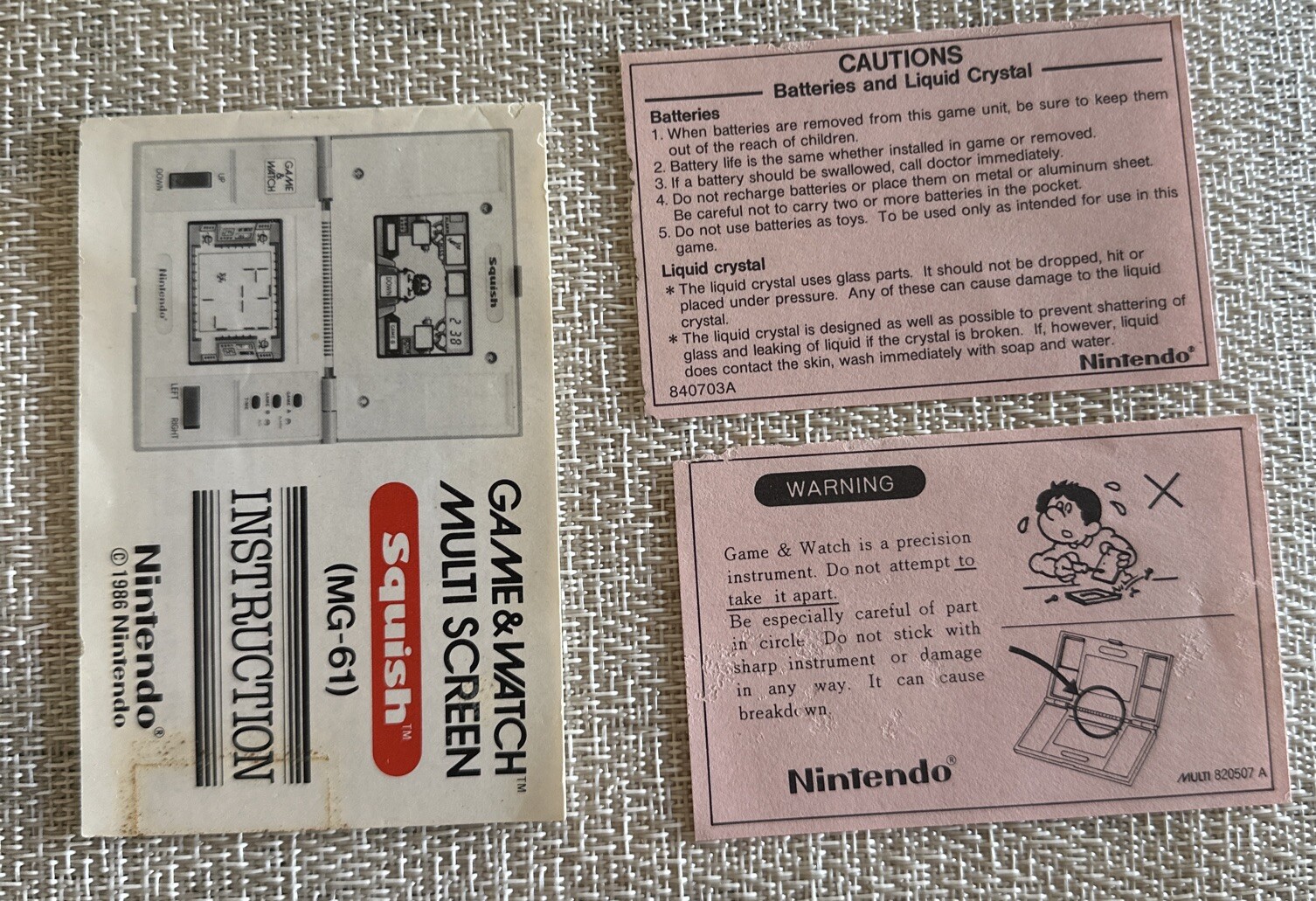 Nintendo Game & Watch Squish MG-86 Multi Screen Electric Game 1986 w/Box Working